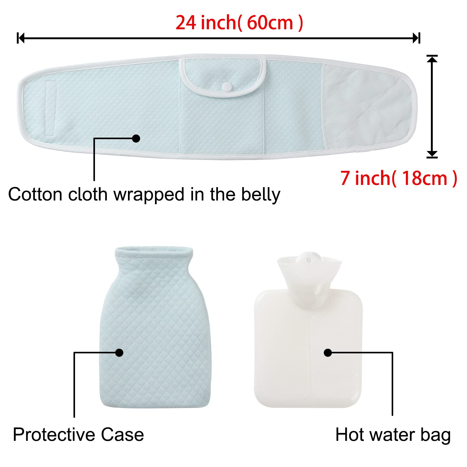 Baby Colic, Gas and Upset Stomach Relief,Heated Tummy Wrap,Infant Swaddling Belly Belt with Soothing Warmth,Newborns Bellyband,Relieve intestinal colic, Soothe Colic Discomfort,Hot water bottles(Blue) - Image 3